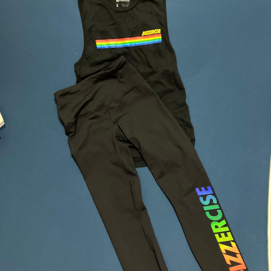 JAZZERCISE タンクトップSとレギンスセット XS黒/レインボー