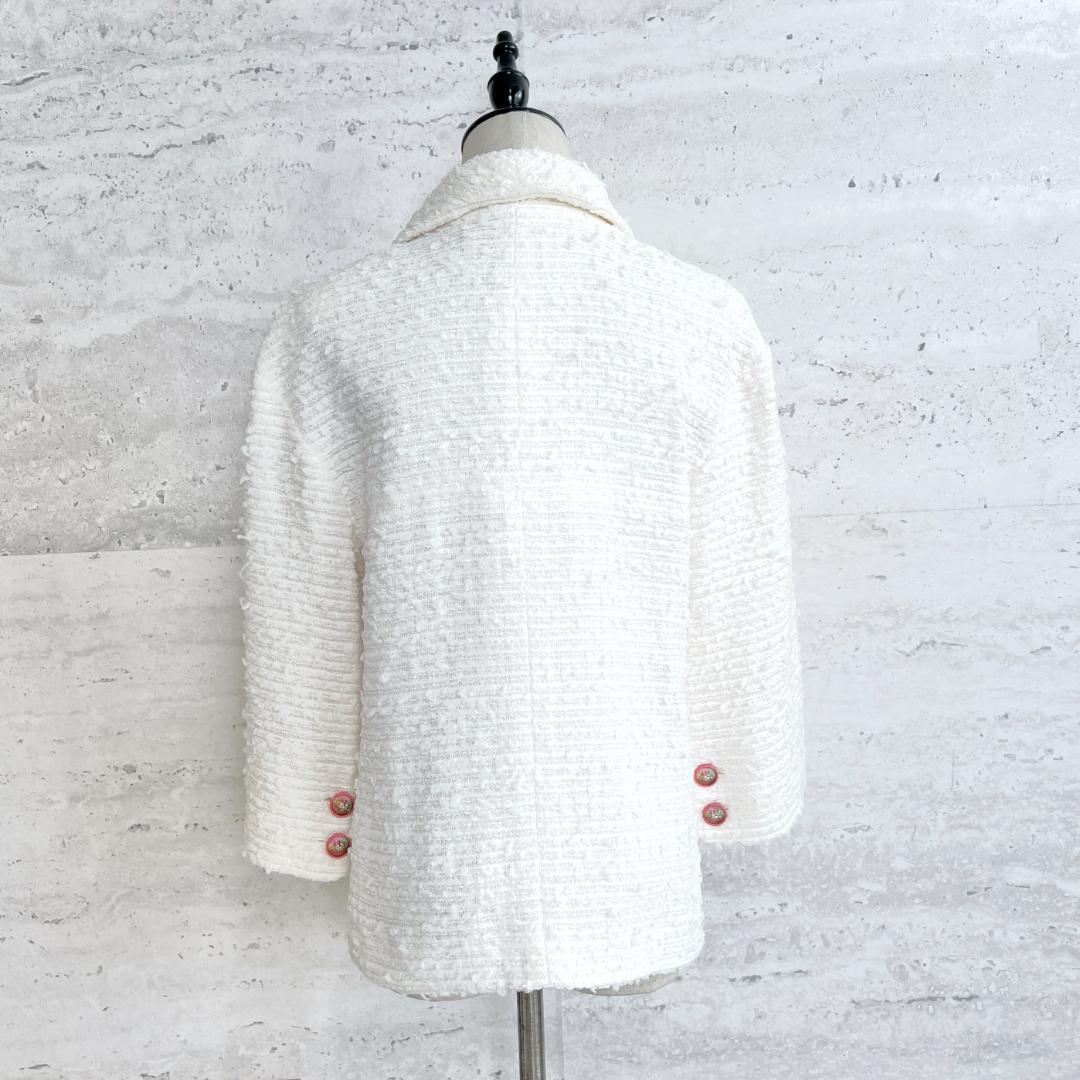 未使用★CHANEL★ホワイト★ツイード★ライオン★ダブルジャケット