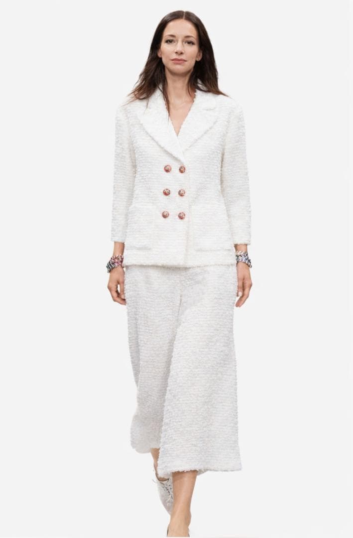 未使用★CHANEL★ホワイト★ツイード★ライオン★ダブルジャケット