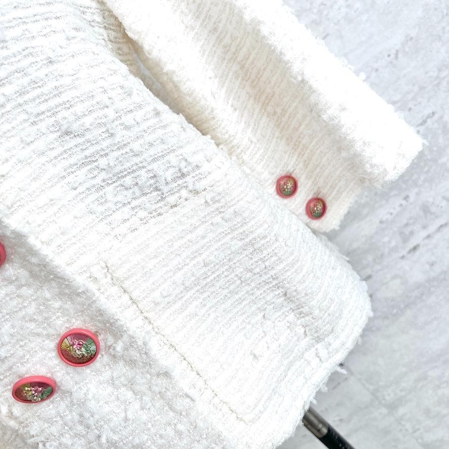 未使用★CHANEL★ホワイト★ツイード★ライオン★ダブルジャケット