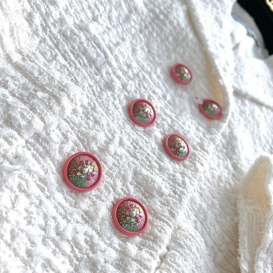 未使用★CHANEL★ホワイト★ツイード★ライオン★ダブルジャケット