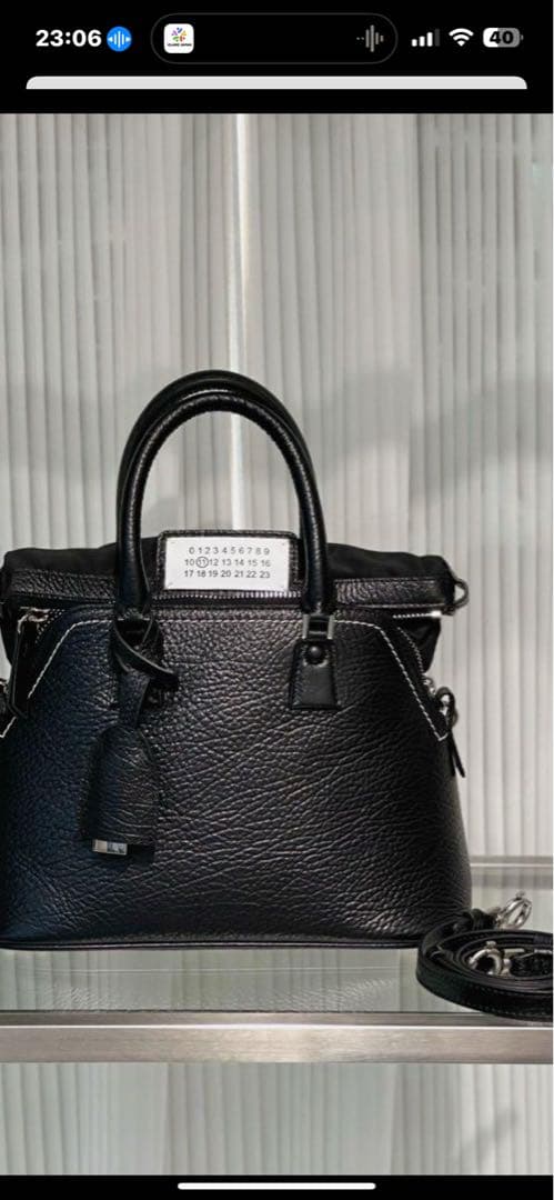 日历牛革真皮黑色バッグ ハンドル付き大型尺寸：27*26*13cm