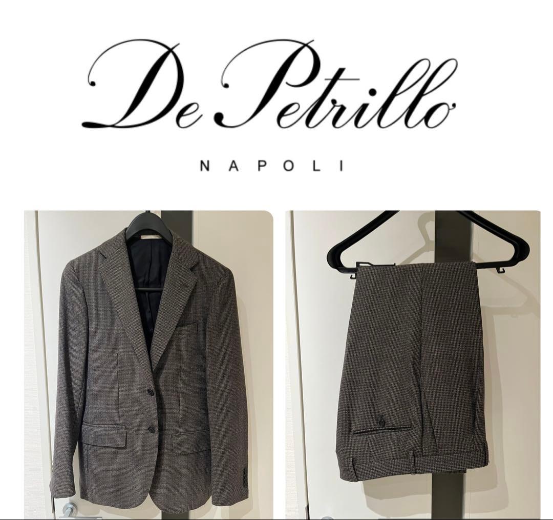 DePetrillo デペトリロブラウンベースチェック柄スーツ46 Drop7