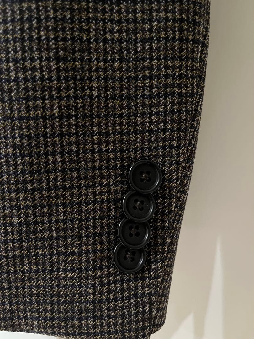 DePetrillo デペトリロブラウンベースチェック柄スーツ46 Drop7