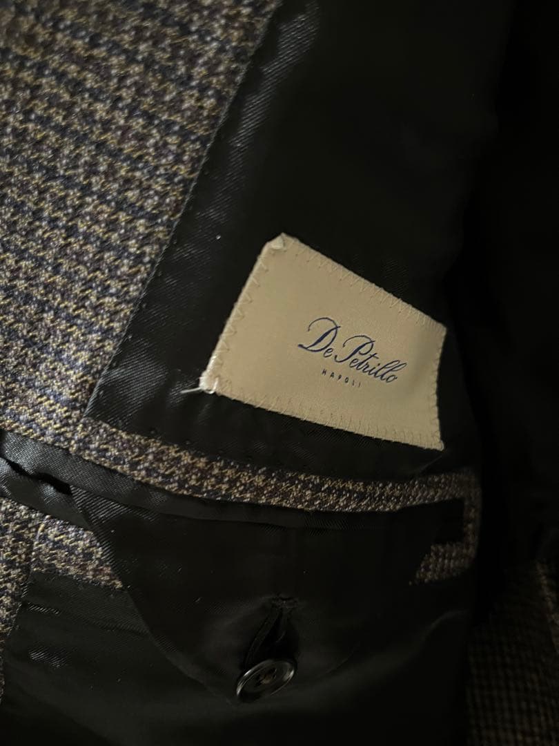 DePetrillo デペトリロブラウンベースチェック柄スーツ46 Drop7