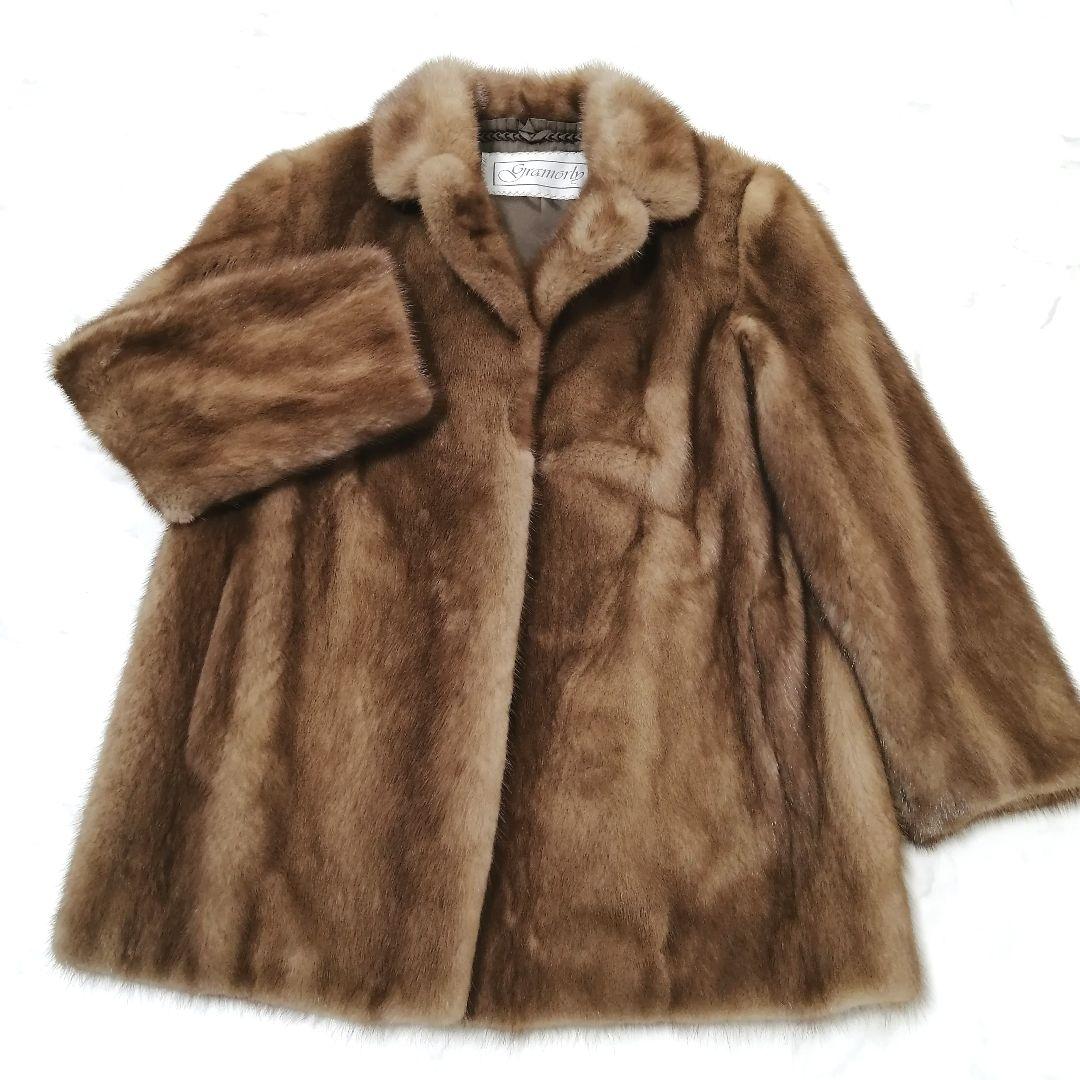 デミバフミンク　毛皮 コート　リアルファー　毛並み良好　9　高級　ゆったり