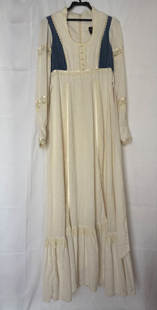 ヴィンテージ ワンピース 青 ブルー アイボリー