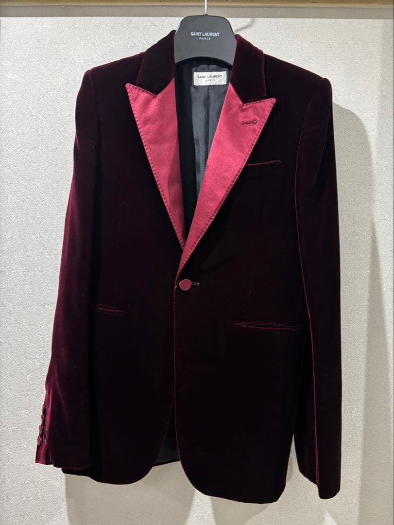 サンローランパリ エディ 2016AW スモーキングベルベットジャケット 42