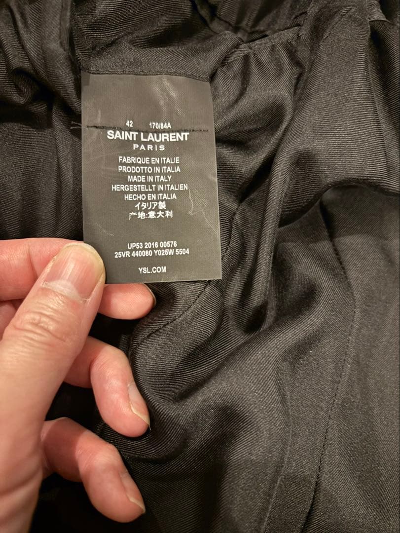 サンローランパリ エディ 2016AW スモーキングベルベットジャケット 42