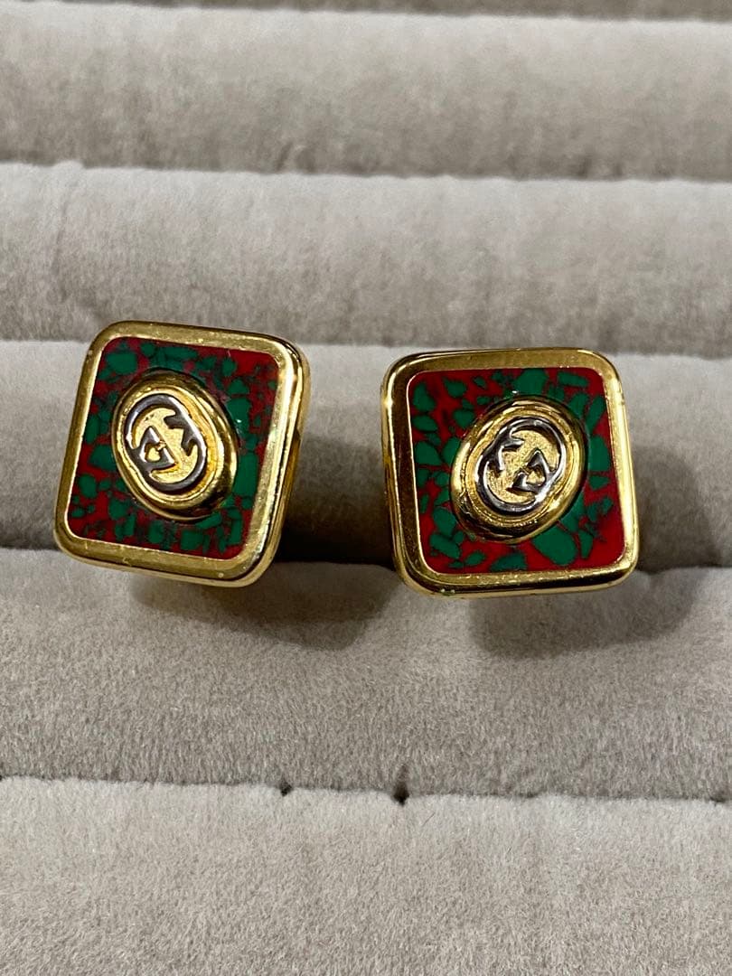 箱付き★希少★グッチ★ネクタイピン ★カフス★ハイブランド★グリーン×レッド