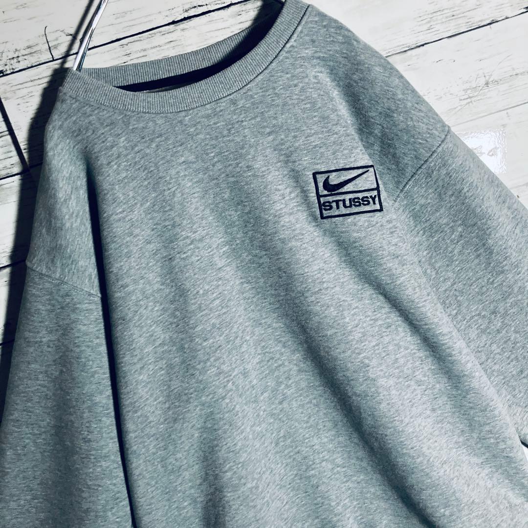 【限定コラボ】ステューシー×ナイキ☆ワンポイント刺繍ロゴ　裏起毛　2XL相当