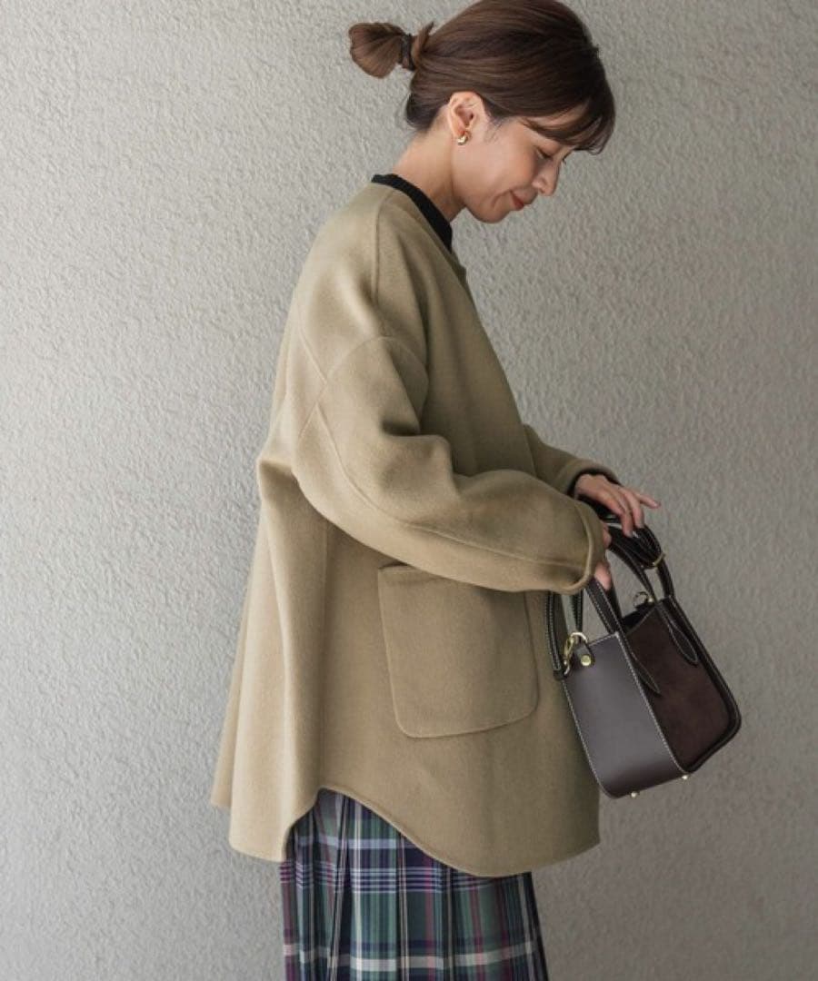 DOORS アーバンリサーチ ドアーズ　 ウールノーカラー ミドルコート