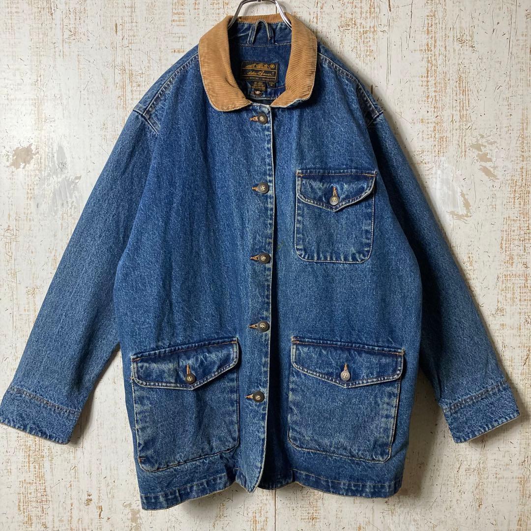 80s エディーバウアー 黒タグ デニムジャケット カバーオール アメリカ古着
