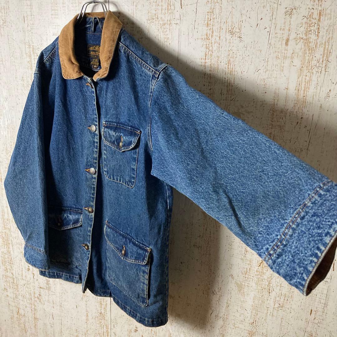 80s エディーバウアー 黒タグ デニムジャケット カバーオール アメリカ古着