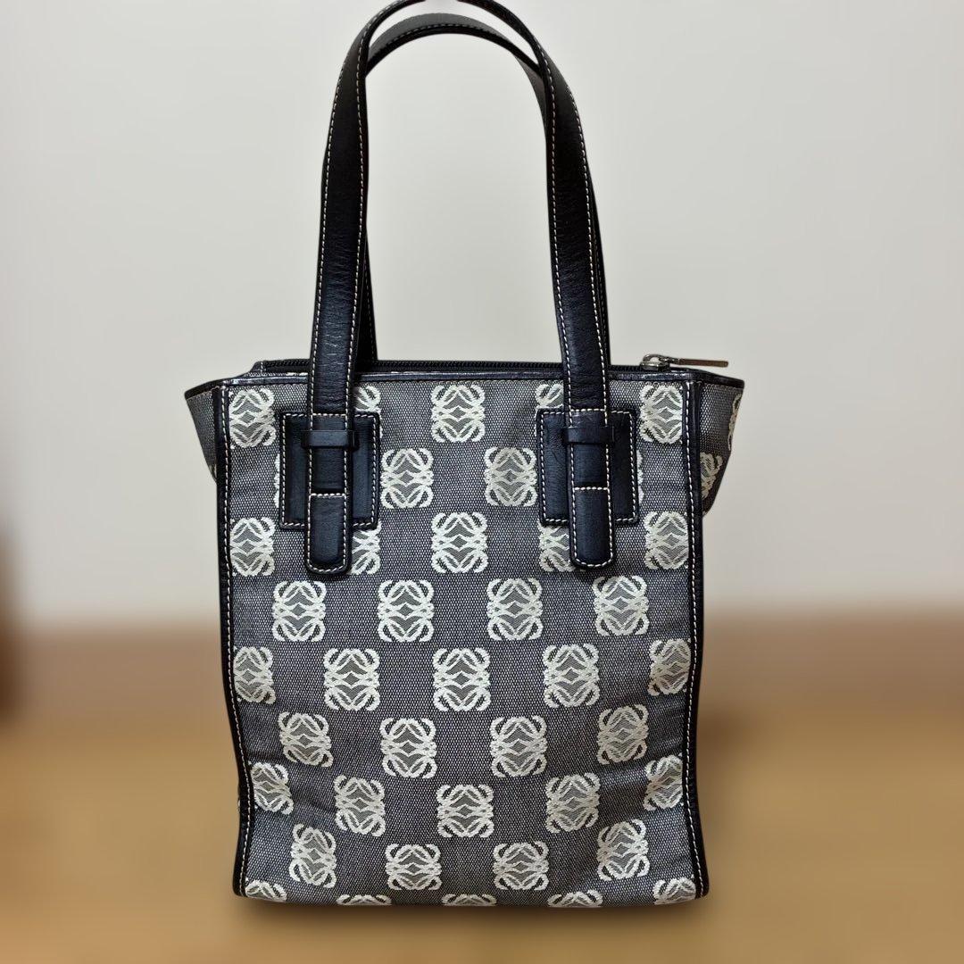 LOEWE ハンドバッグ　小さめトートバッグ　キャンバス　アナグラム