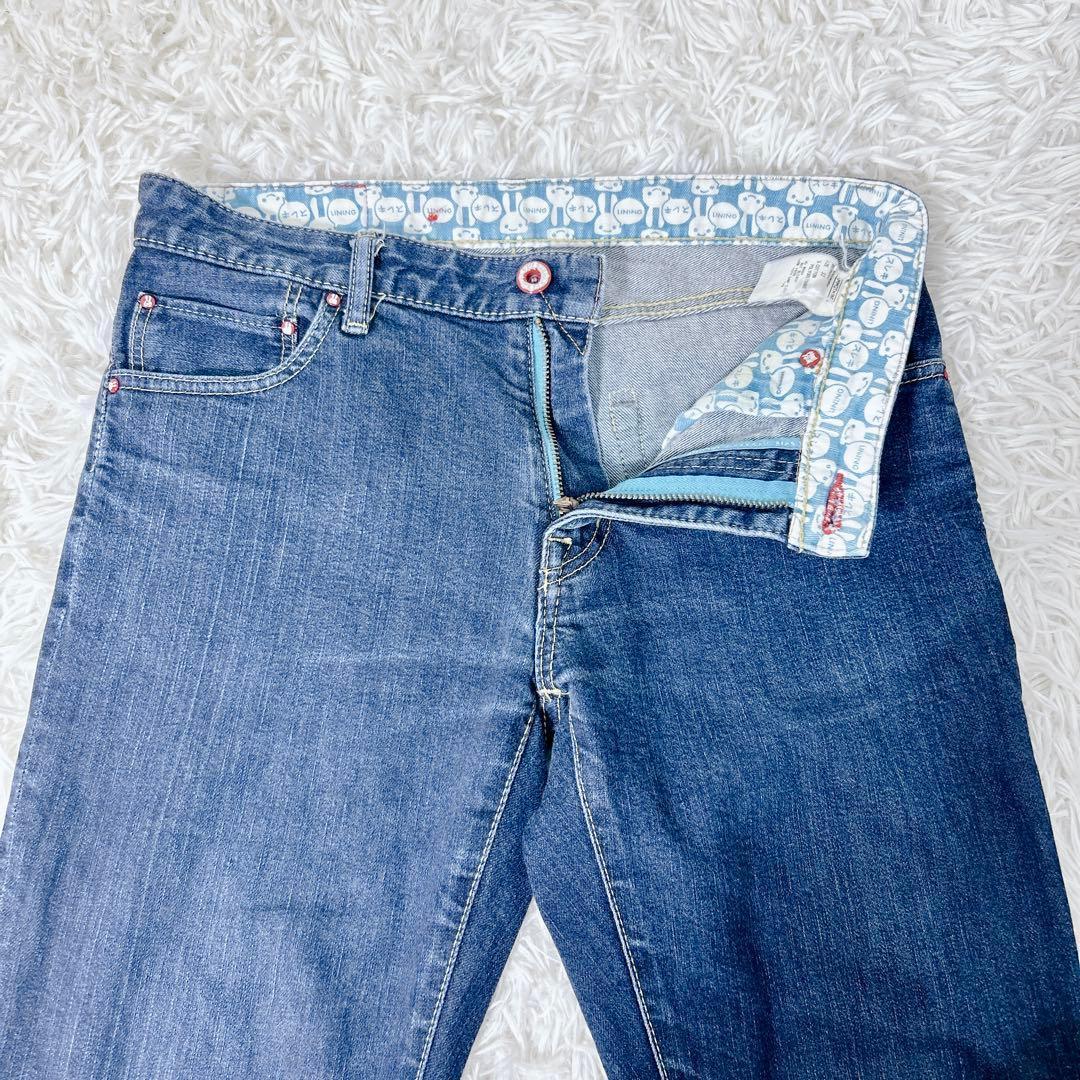 CUNE ジーパン 2連うさぎ デニム 日本製 W32 ストレッチ　伸縮　青　L