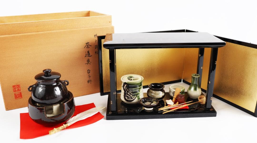 雛人形 蝶鳥蒔絵 茶道具 台子飾 田中彌 京人形 お点前