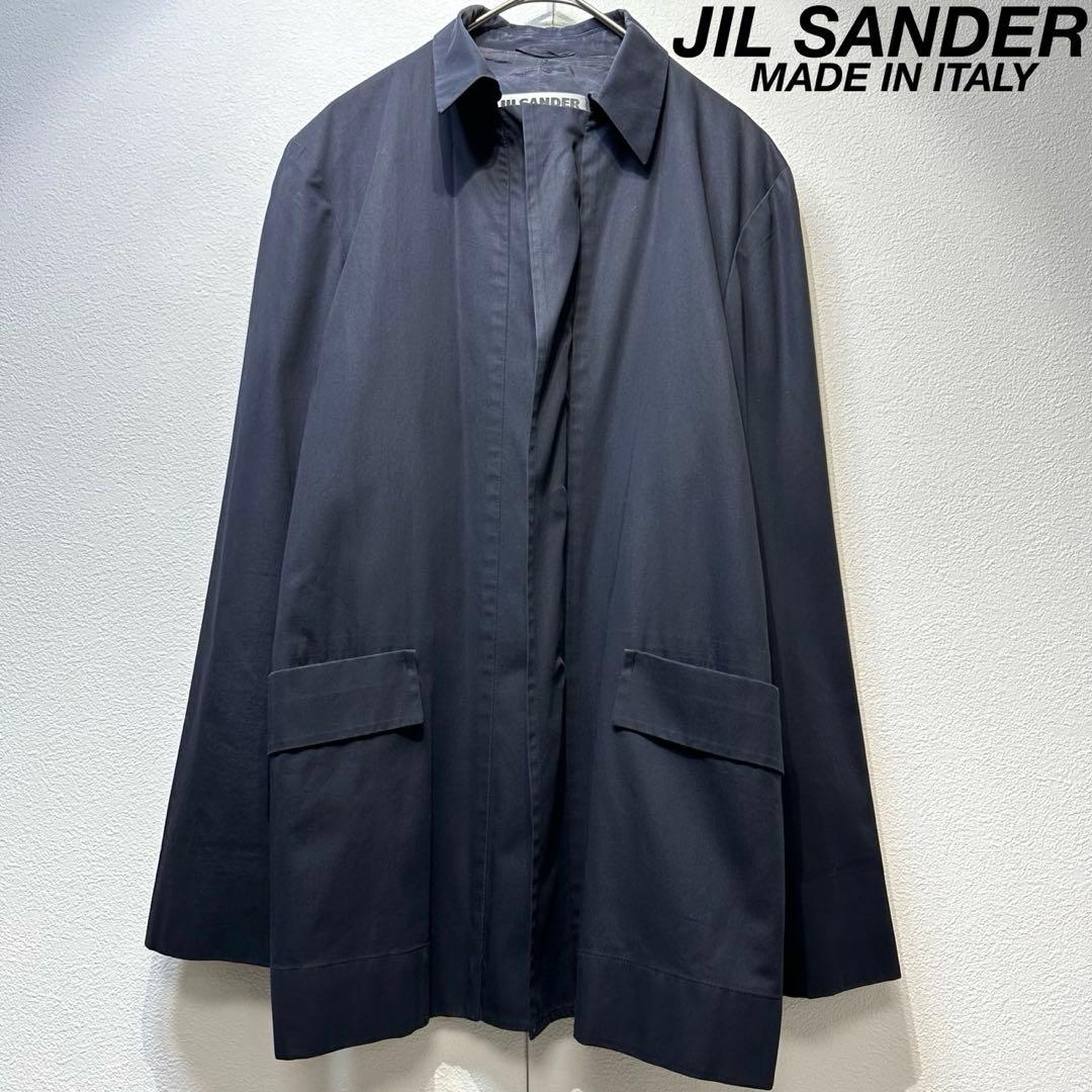 希少 JIL SANDER 上質 比翼 デザイン シャツ ジャケット 紺 36