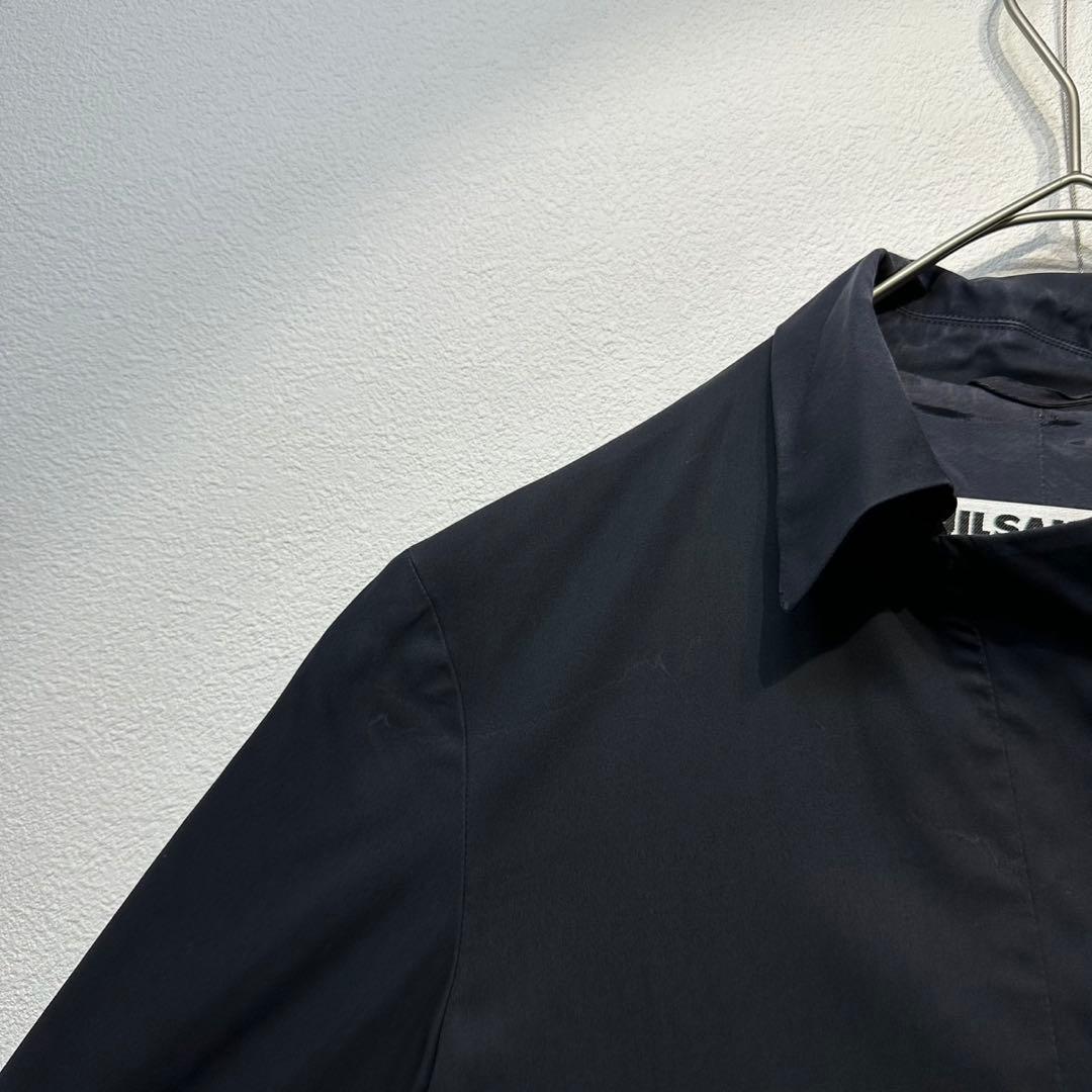 希少 JIL SANDER 上質 比翼 デザイン シャツ ジャケット 紺 36