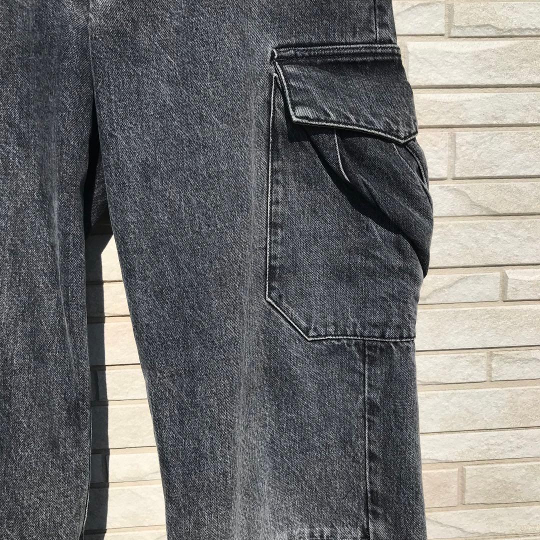 コミッション　カーゴパンツ　28　ブラック　デニム