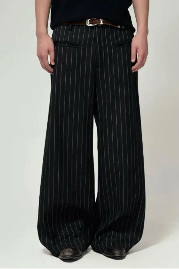 新品 25AW 7HILL ストライプワイドスラックス