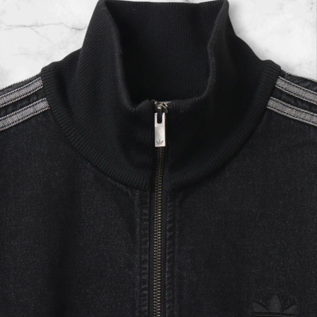 L アディダス ファイヤーバード トラックトップ ブラック デニムジャケット黒