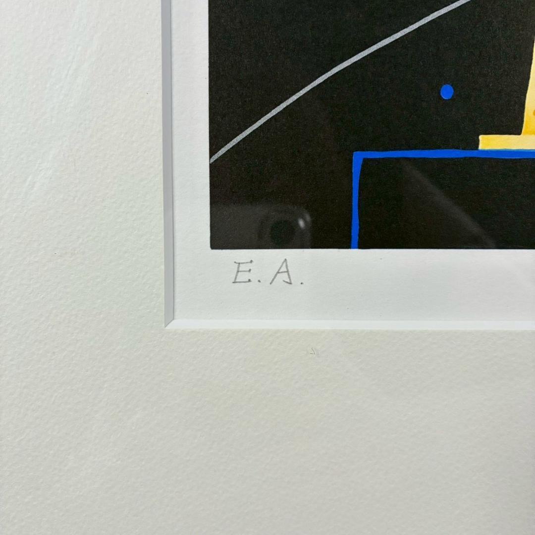 中島千波「月下の夜」リトグラフ 直筆サイン・落款有 額縁入り 日本画家