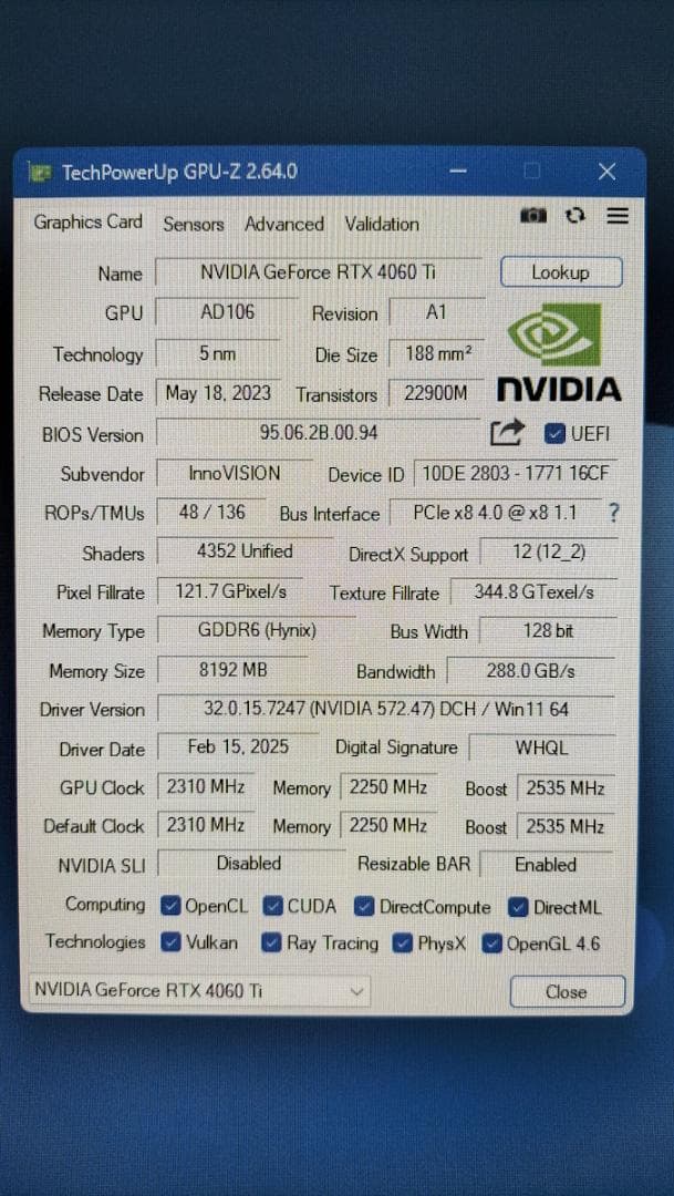 グラフィックボード・グラボ・ビデオカード RTX 4060 Ti