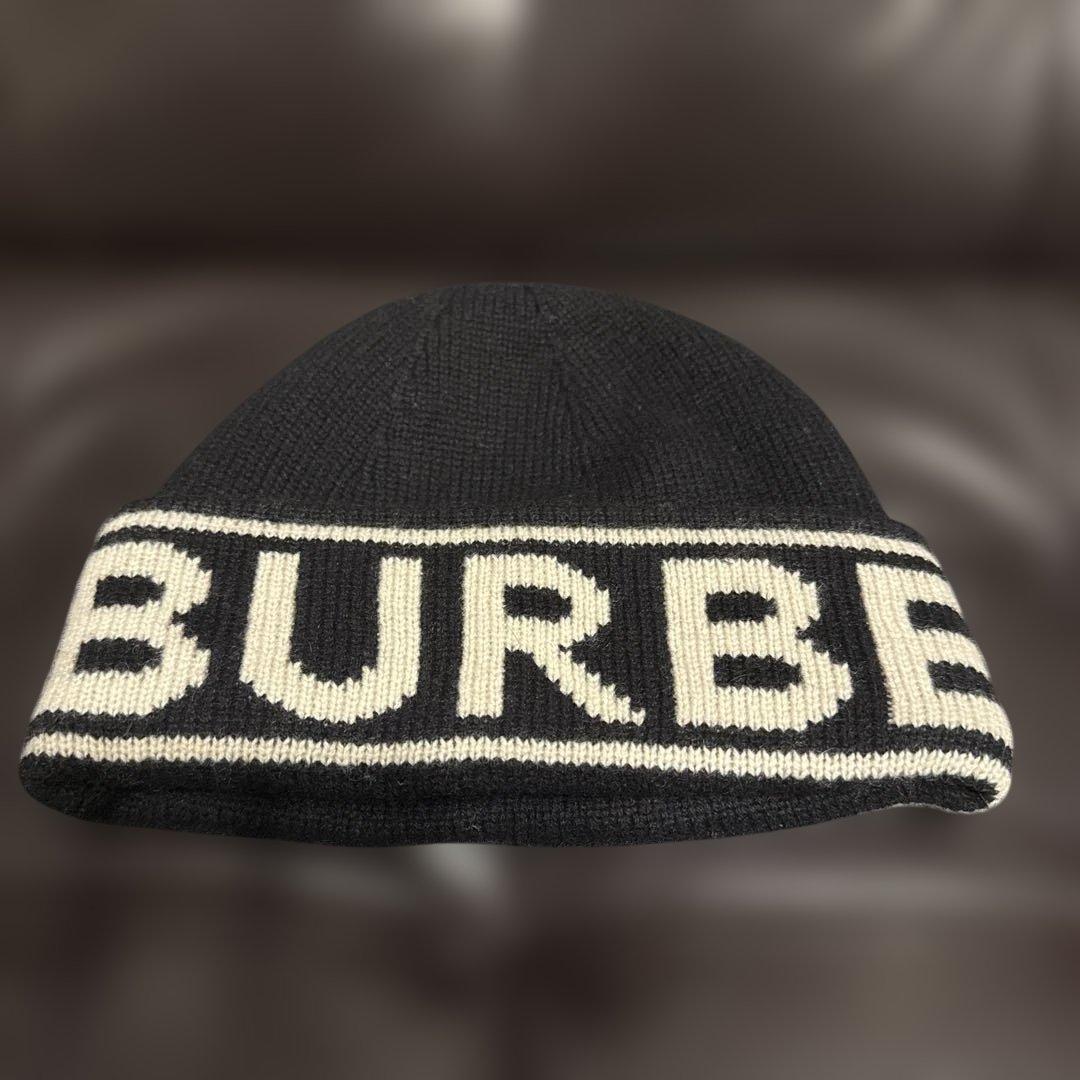 窪塚着 BURBERRY バーバリー ロゴ ビーニー ニット帽 カシミヤ 黒