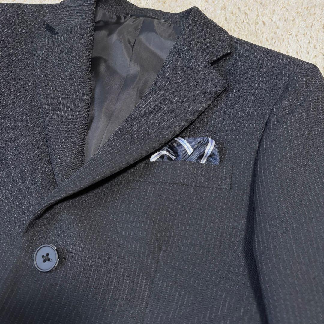 ワンダーファクトリー フォーマルスーツ 150 黒 ストライプ卒業式 入学式