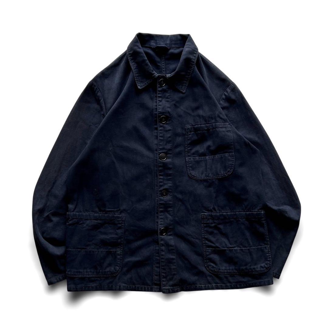 70sユーロワークカバーオール/ヘリンボーンブラック