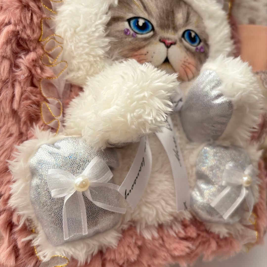 灰*猿様 コヤンイサムチョン　ふわふわルミトート　ホワイト×ピンク　バック