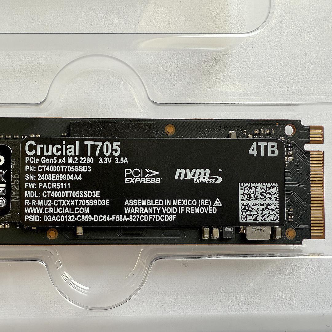 Crucial T705 Gen5 SSD 4TB ヒートシンクなし 動作確認済