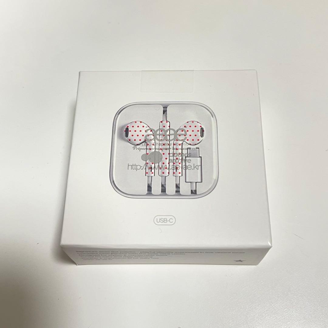 aeae イヤホン ドット 有線イヤホン レッド