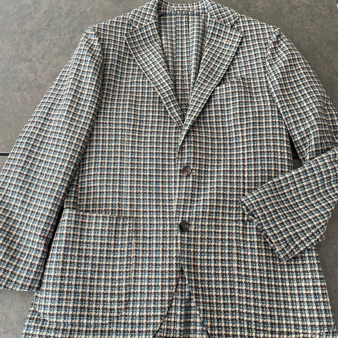 LARDINI シルク混 アンコン ブートニエール テーラードジャケット M