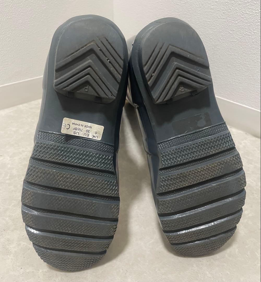 HUNTER グレー ロングブーツ レインブーツ　長靴　バックル付き　25cm