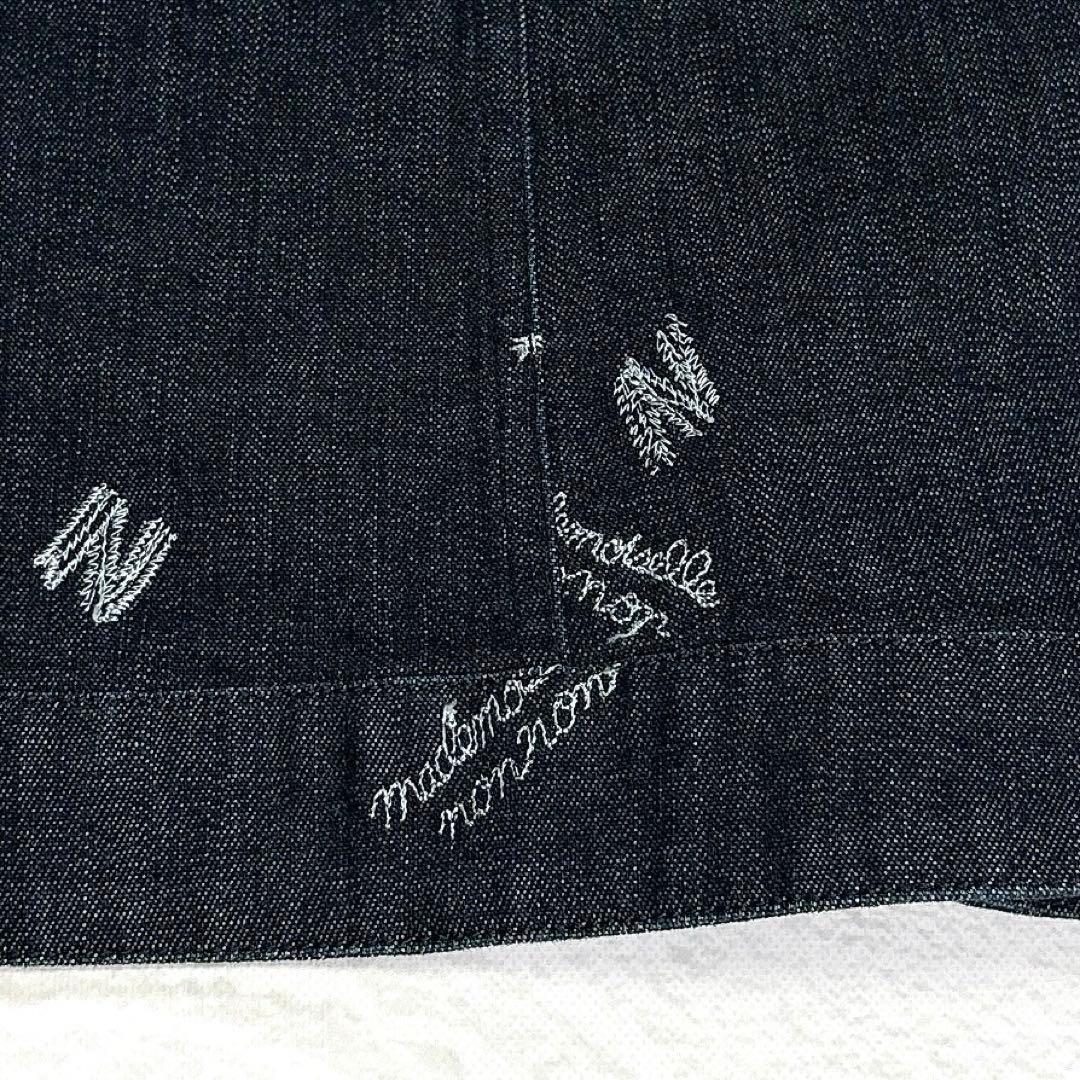 ✨タグ付き✨マドモアゼルノンノン　デニム　ジャケット　ロゴ刺繍　総柄　ロゴボタン