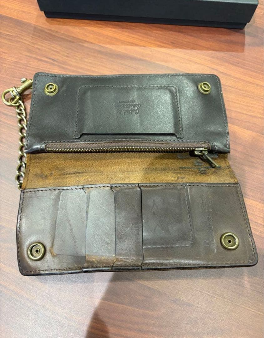 Sch￼ott ブラウンレザー ウォレットチェーン