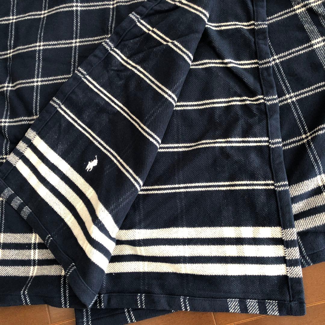 未使用RALPH LAUREN コットン　ブランケット　ラルフローレン　ネイビー
