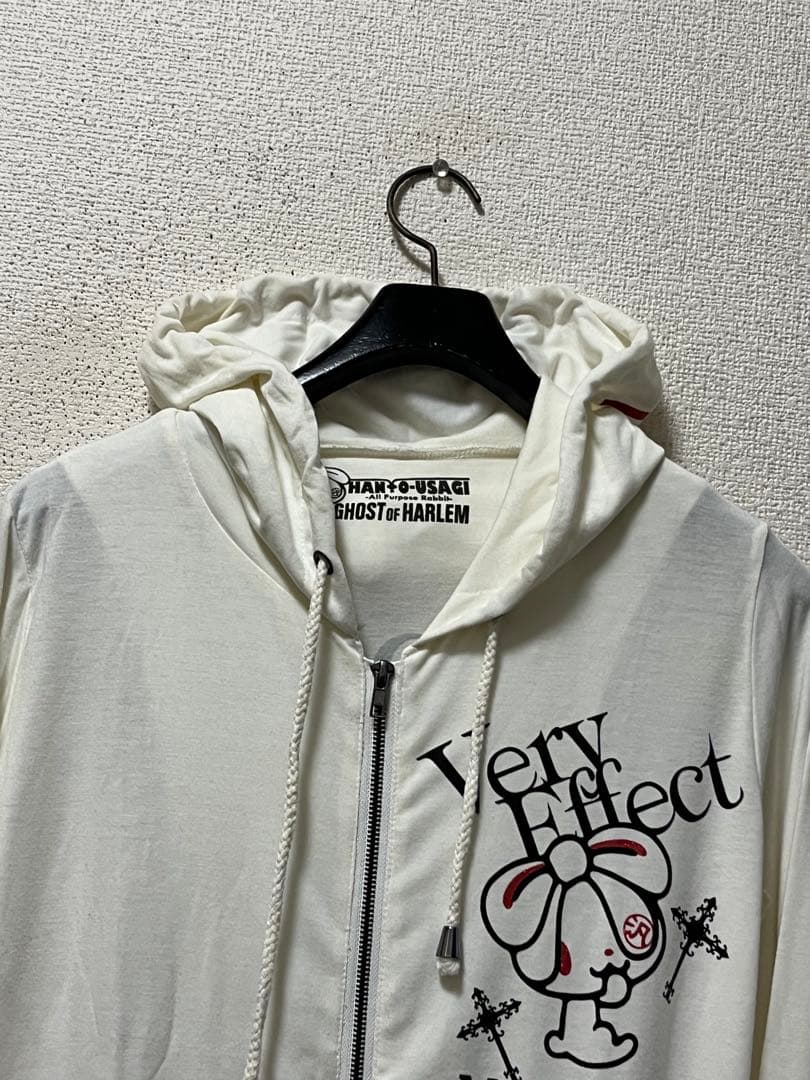 激レア　汎用ウサギ×ゴーストオブハーレム　ロングパーカー　/F　白　ストレッチ