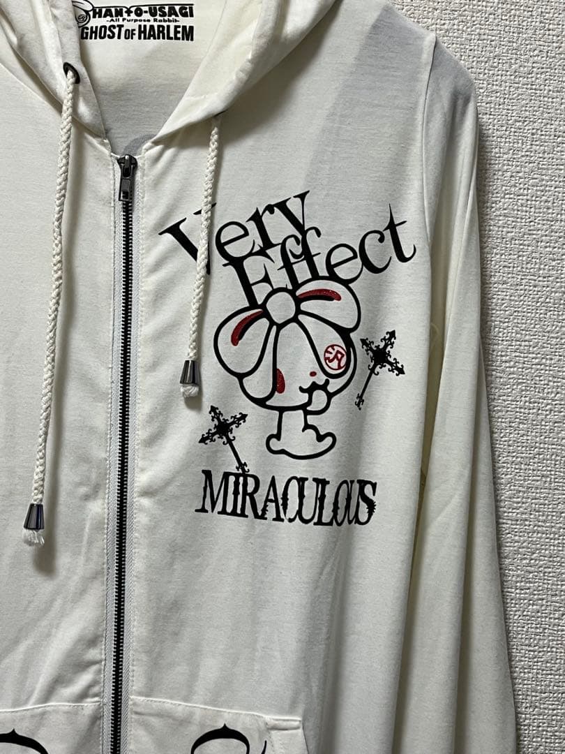 激レア　汎用ウサギ×ゴーストオブハーレム　ロングパーカー　/F　白　ストレッチ