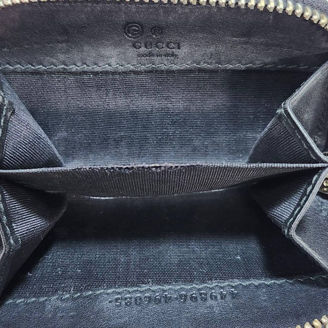 グッチ　ケース　マイクロシマレザー　GG柄　ラウンドファスナー　ブラック