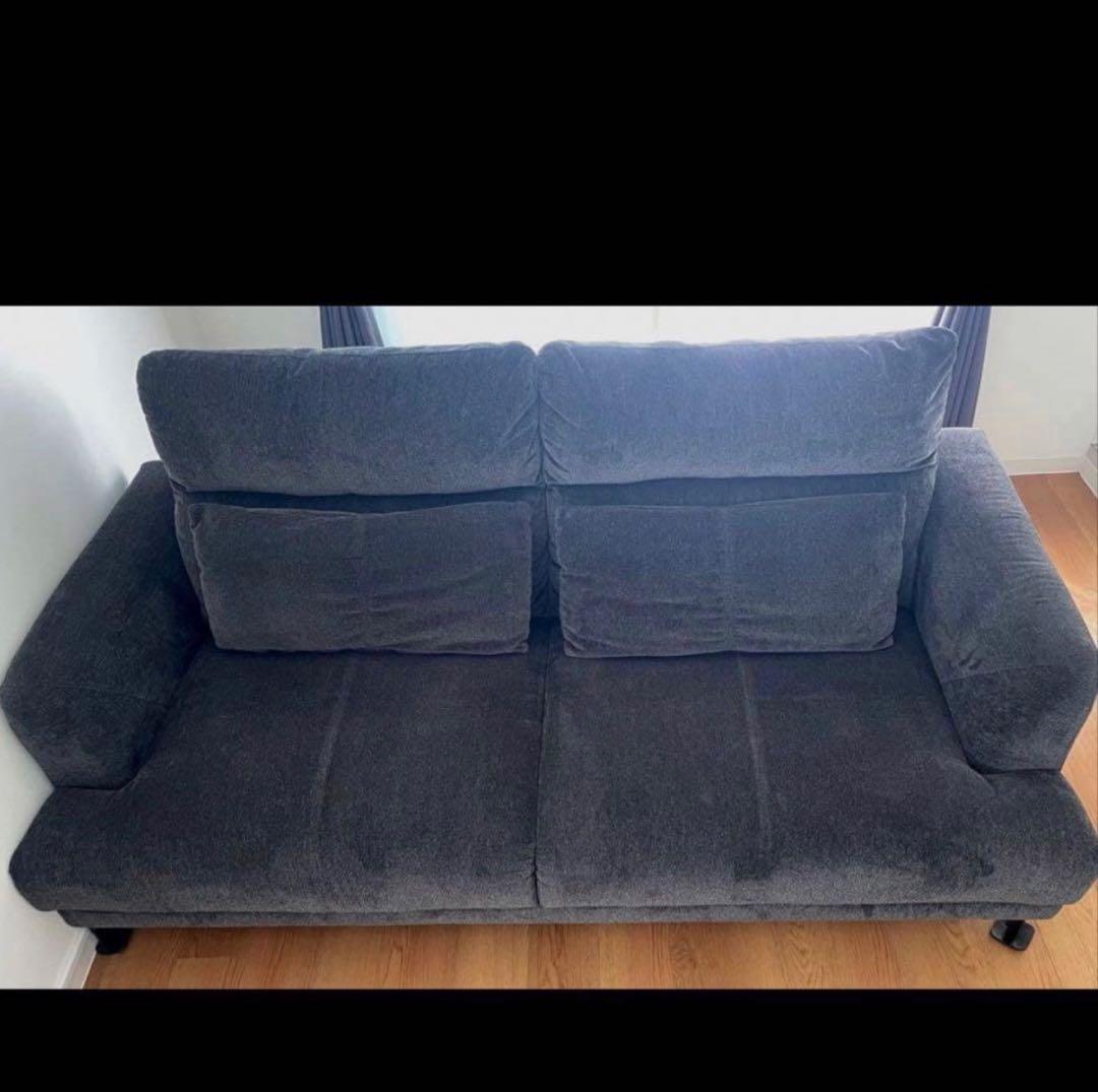 美品 グレーカウチソファ 200cm