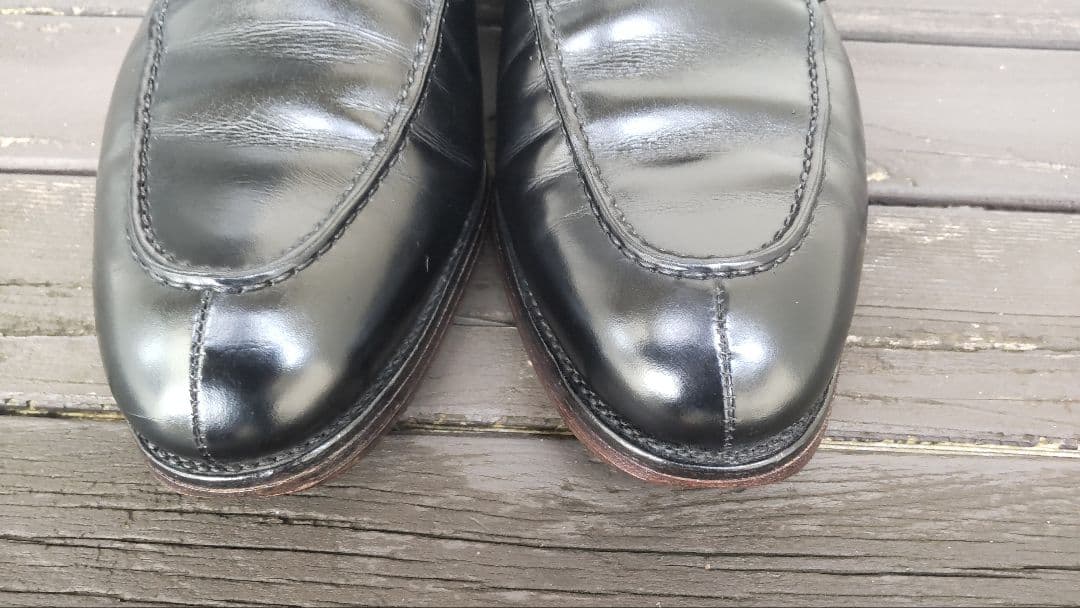 美品エドワードグリーンパースuチップ黒9.5Eドーバー同ラスト金枠囲みロゴ窓なし