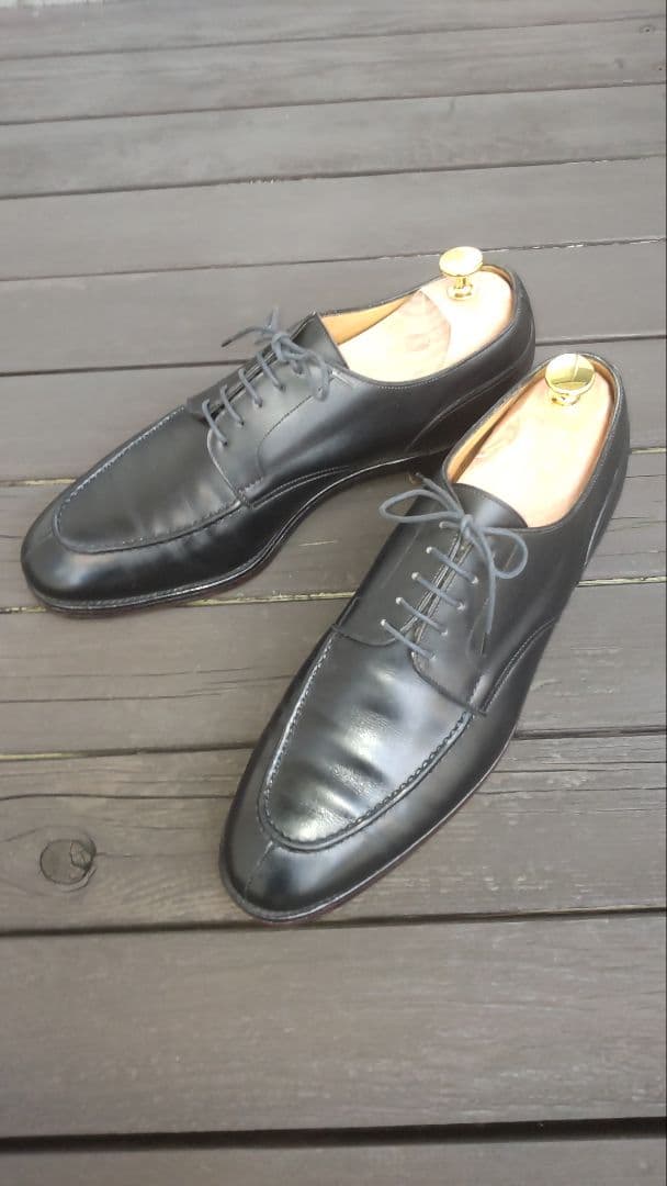 美品エドワードグリーンパースuチップ黒9.5Eドーバー同ラスト金枠囲みロゴ窓なし