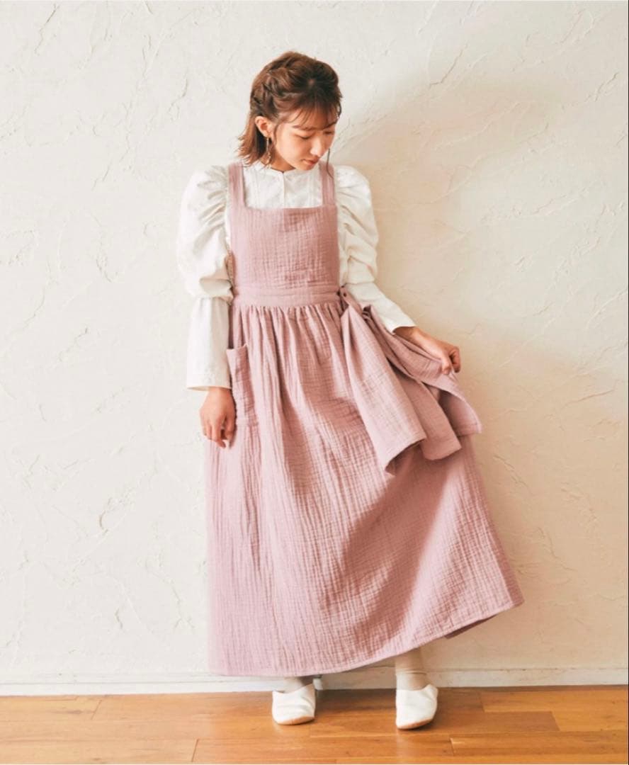 パセリ　parsley辻希美　ダスティピンク　コットンガーゼエプロン