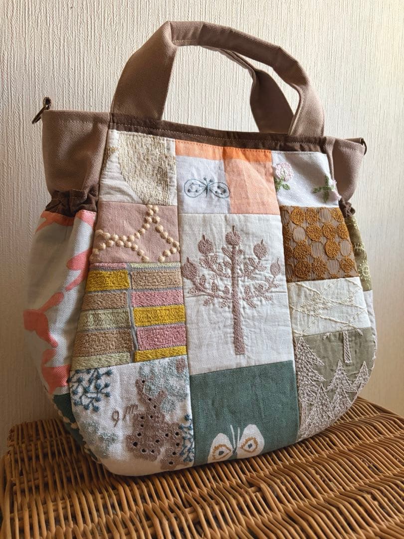 ミナペルホネン＊パッチギャザポケバッグ✂️ハンドメイド⚠️ワケあり