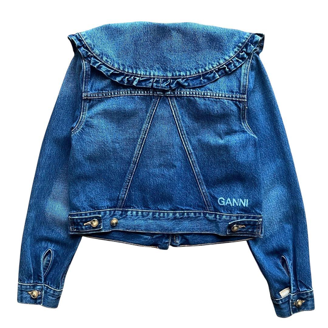 【極美品】GANNI 32 フリル襟 ラッフルカラー デニムジャケット