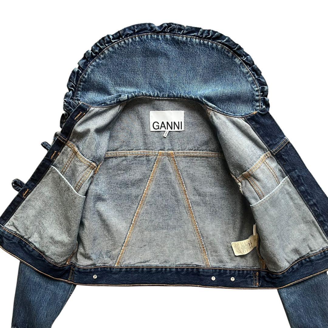 【極美品】GANNI 32 フリル襟 ラッフルカラー デニムジャケット