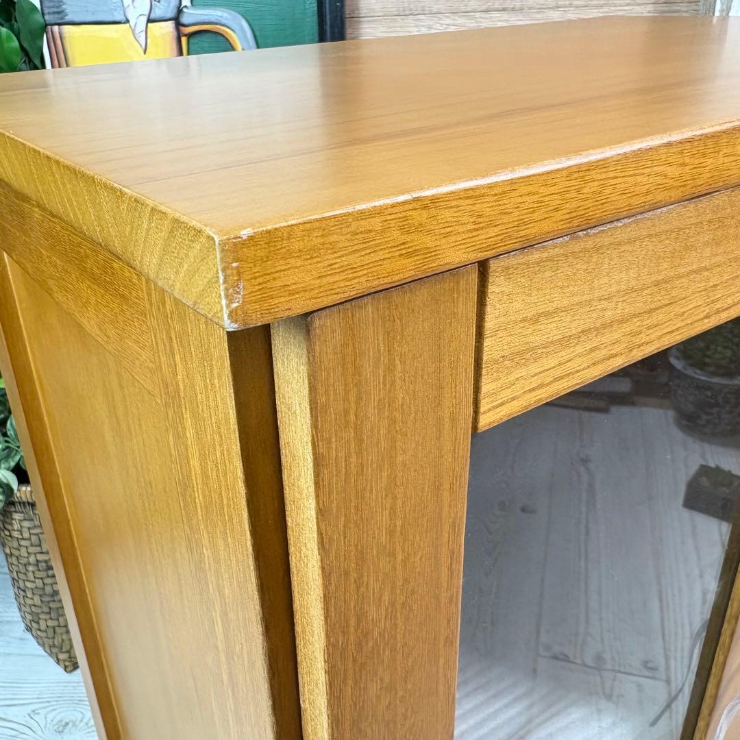 訳あり品【134】ナチュラルウッド桐材天然無垢ガラスキャビネット収納家具チェスト